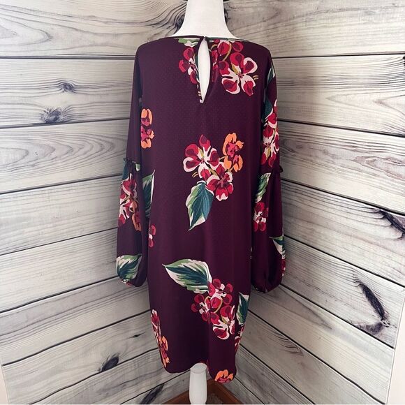 Loft Purple Floral Long Sleeve Shift Dress - Picture 6 of 10